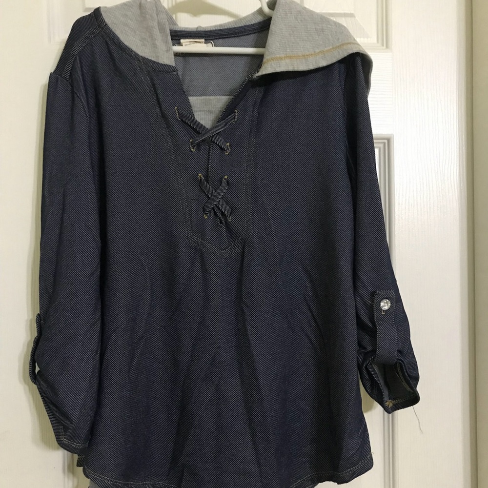 Denim/sweatshirt hoodie